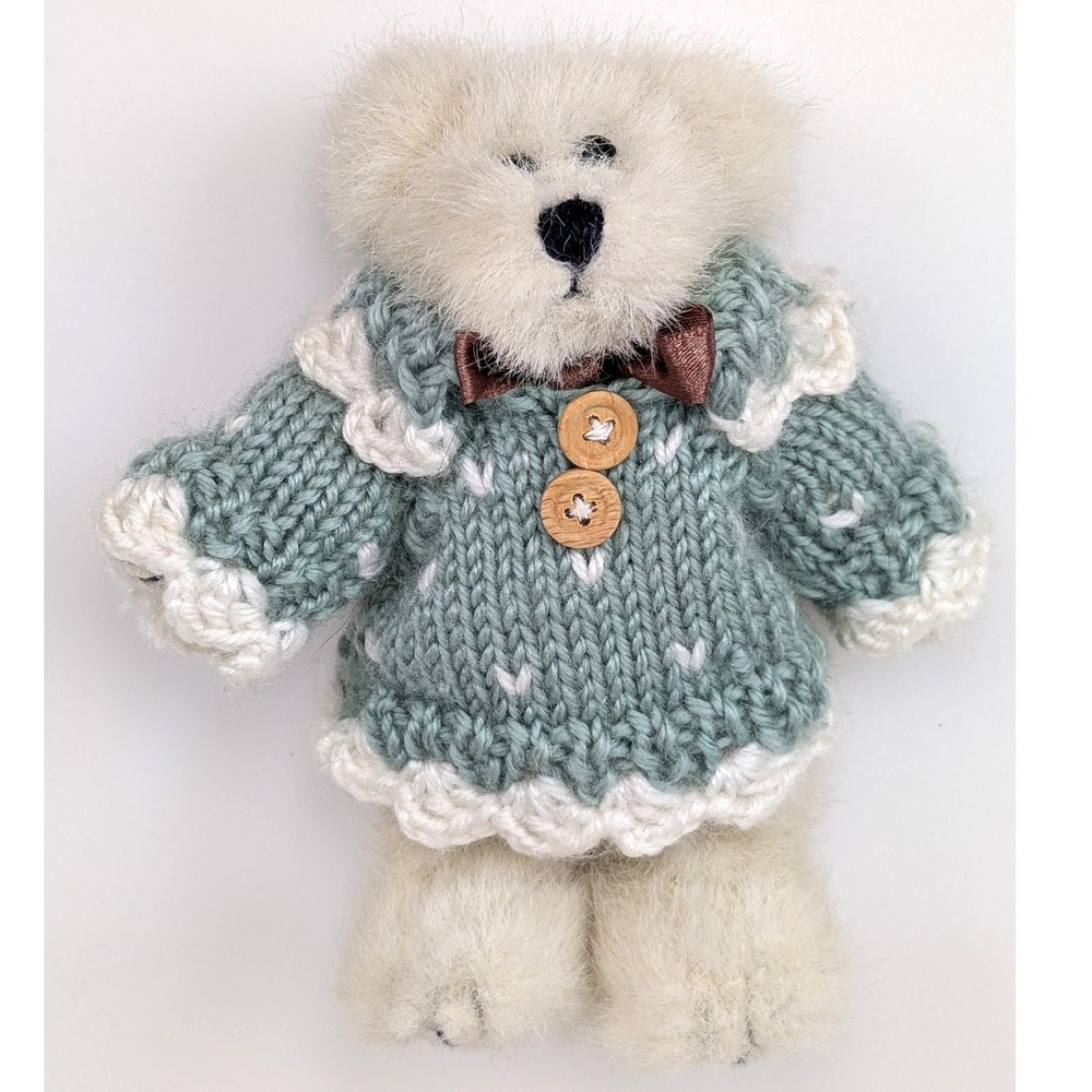 Vtg Teddy Bear Plush Toy Crochet Sweater Dress Gift Cute Collectible Granny